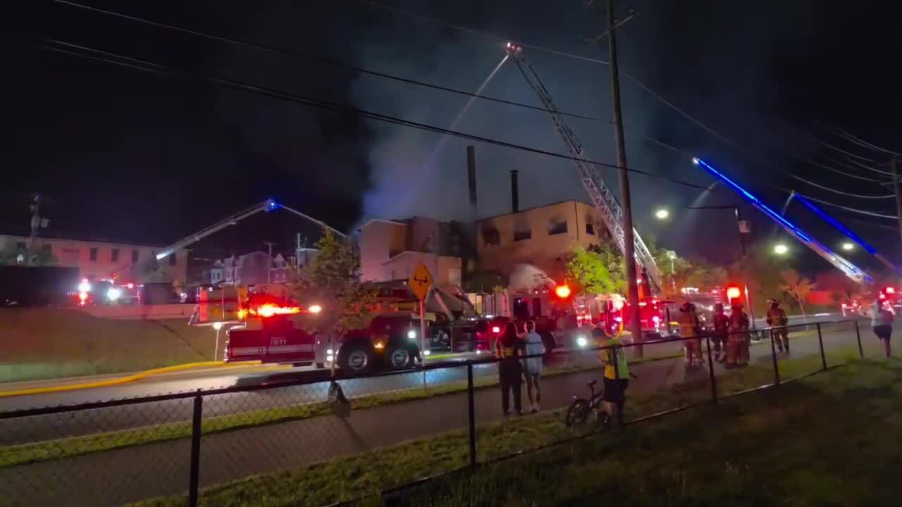 Massive six-alarm fire heavily damages former factory along Allentown riverfront